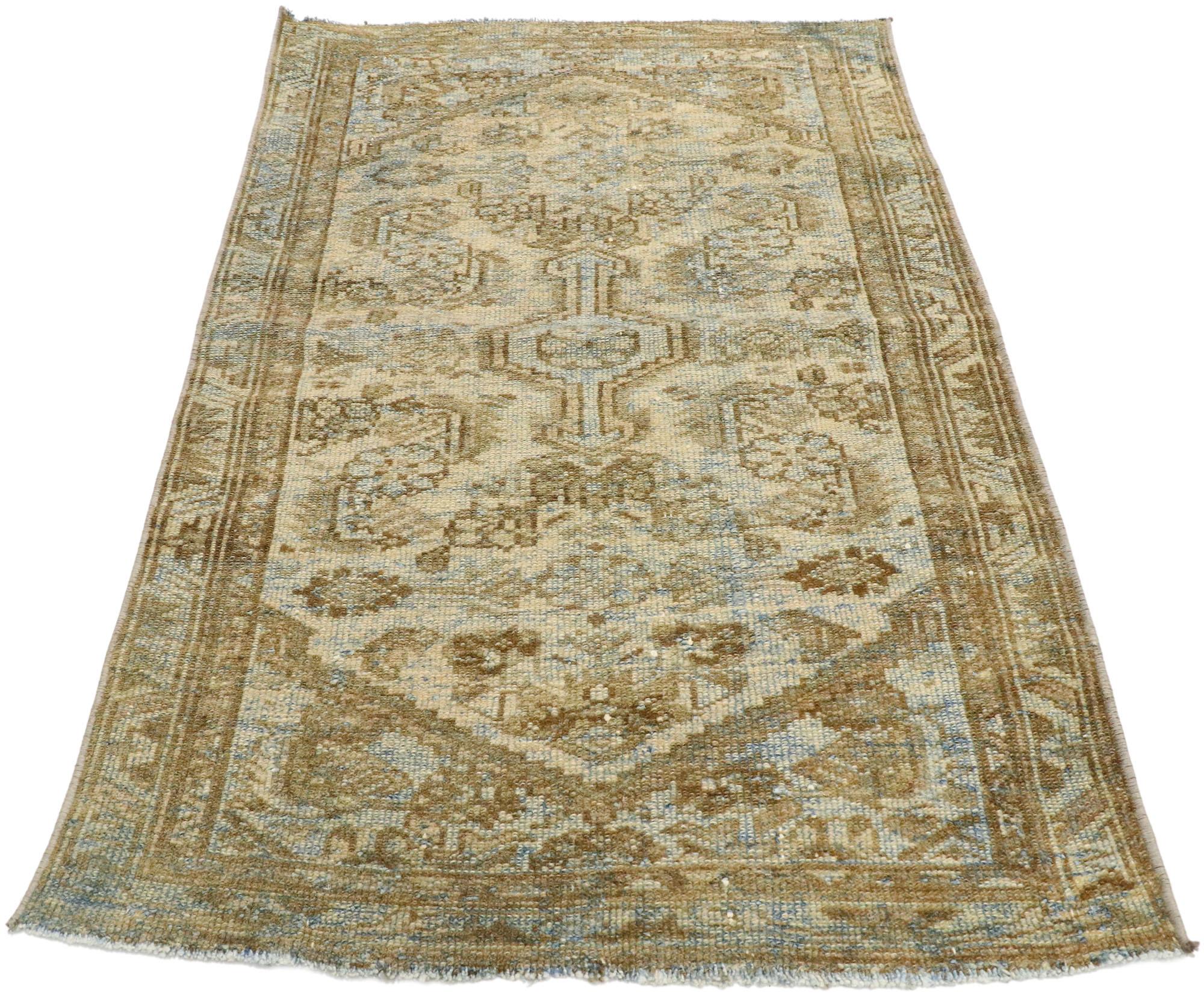 Hand-Knotted Distressed Vintage Persian Hamadan Rug with Gustavian Style For Sale