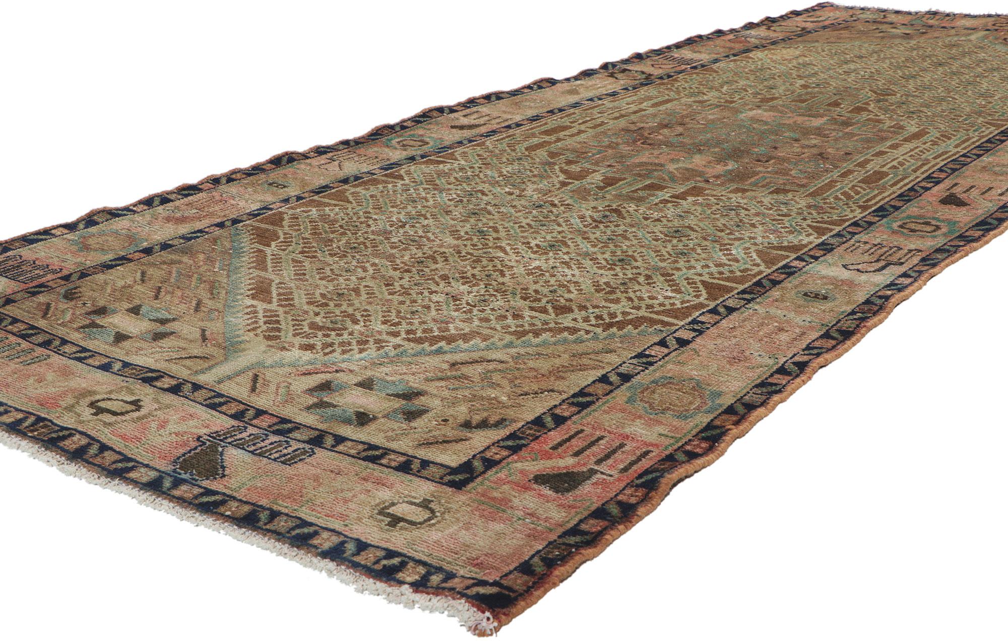 61079 Runner Hamadan persiano vintage e invecchiato, 03'10 x 09'08.