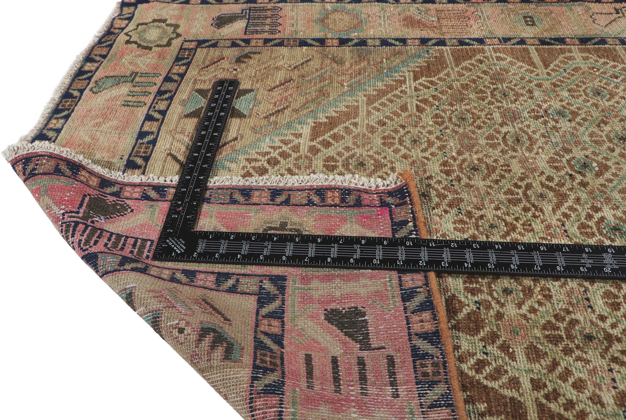 Distressed Vintage Persian Hamadan Runner In Distressed Condition For Sale In Dallas, TX