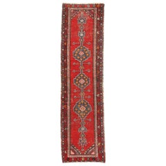 Distressed Antique Persian Hamadan Runner with Rustic Traditional English Style