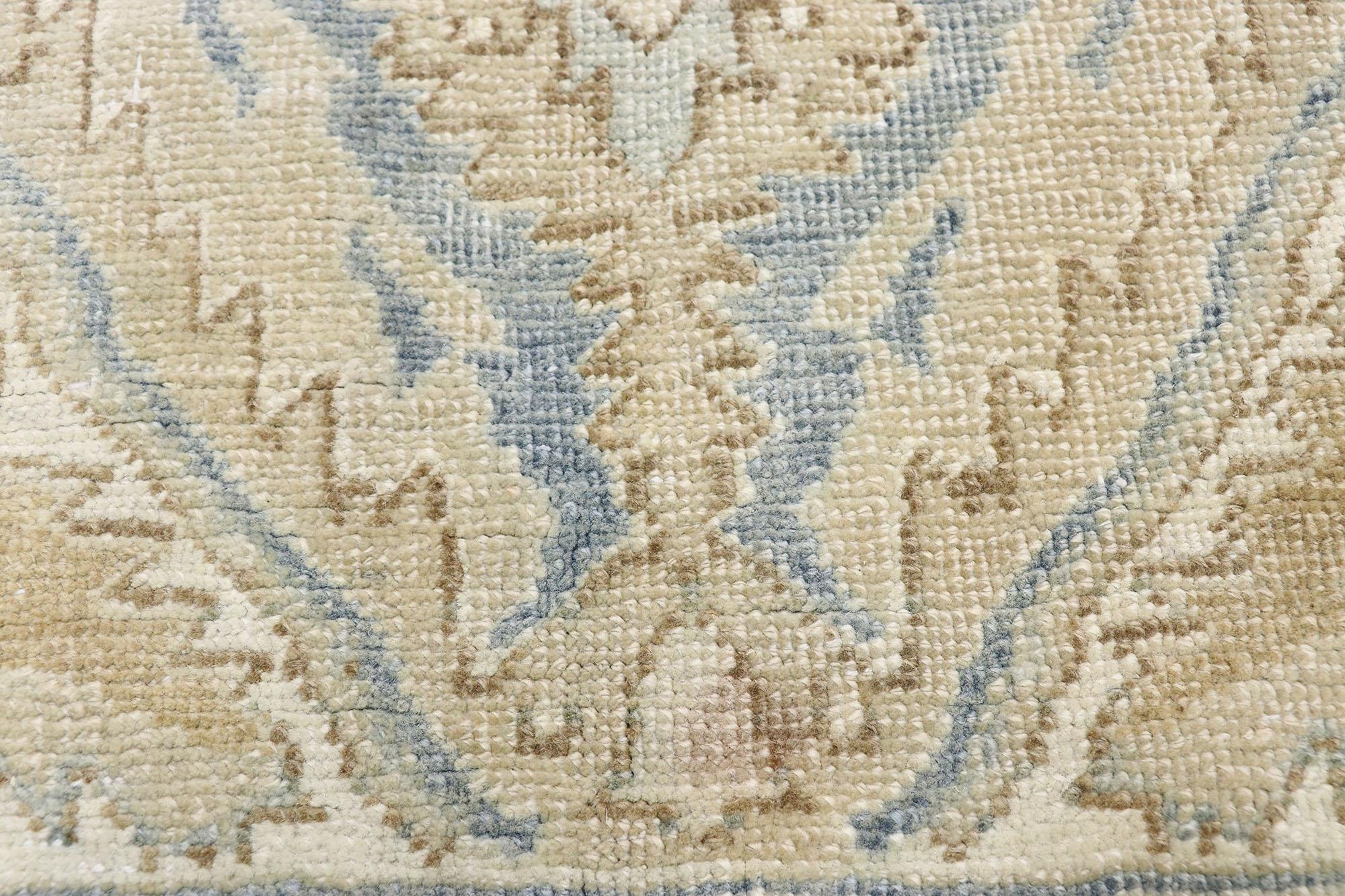 Heriz Serapi Distressed Vintage Persian Heriz Design Rug with Rustic English Manor Style For Sale