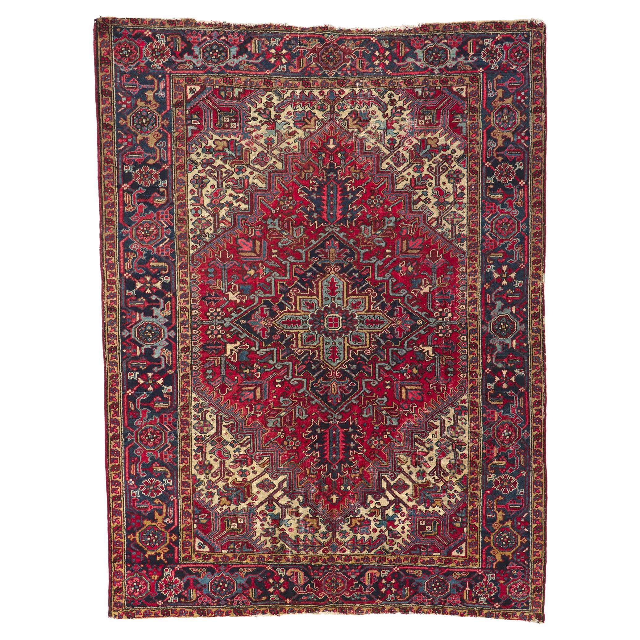 Persischer Heriz-Teppich im Vintage-Stil im Used-Look