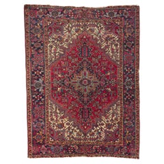 Distressed Retro Persian Heriz Rug