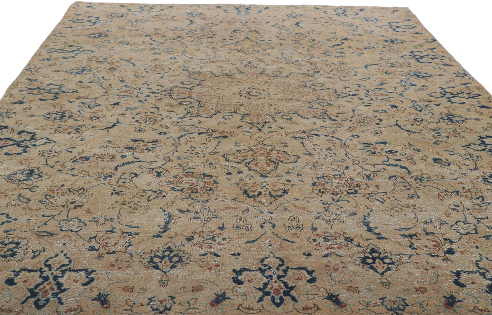 Persischer Isfahan-Teppich im Used-Look im Vintage-Stil (Kirman) im Angebot