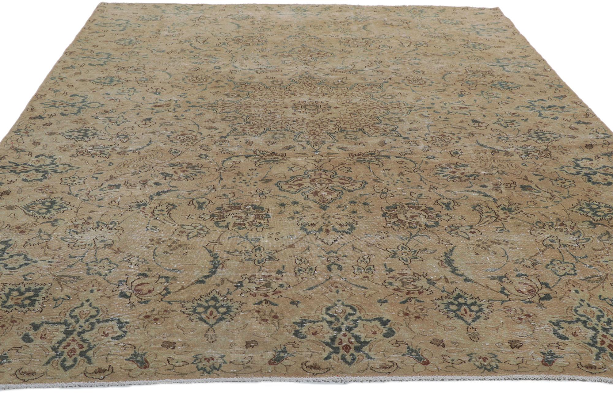 Persischer Isfahan-Teppich im Used-Look im Vintage-Stil (Kirman) im Angebot
