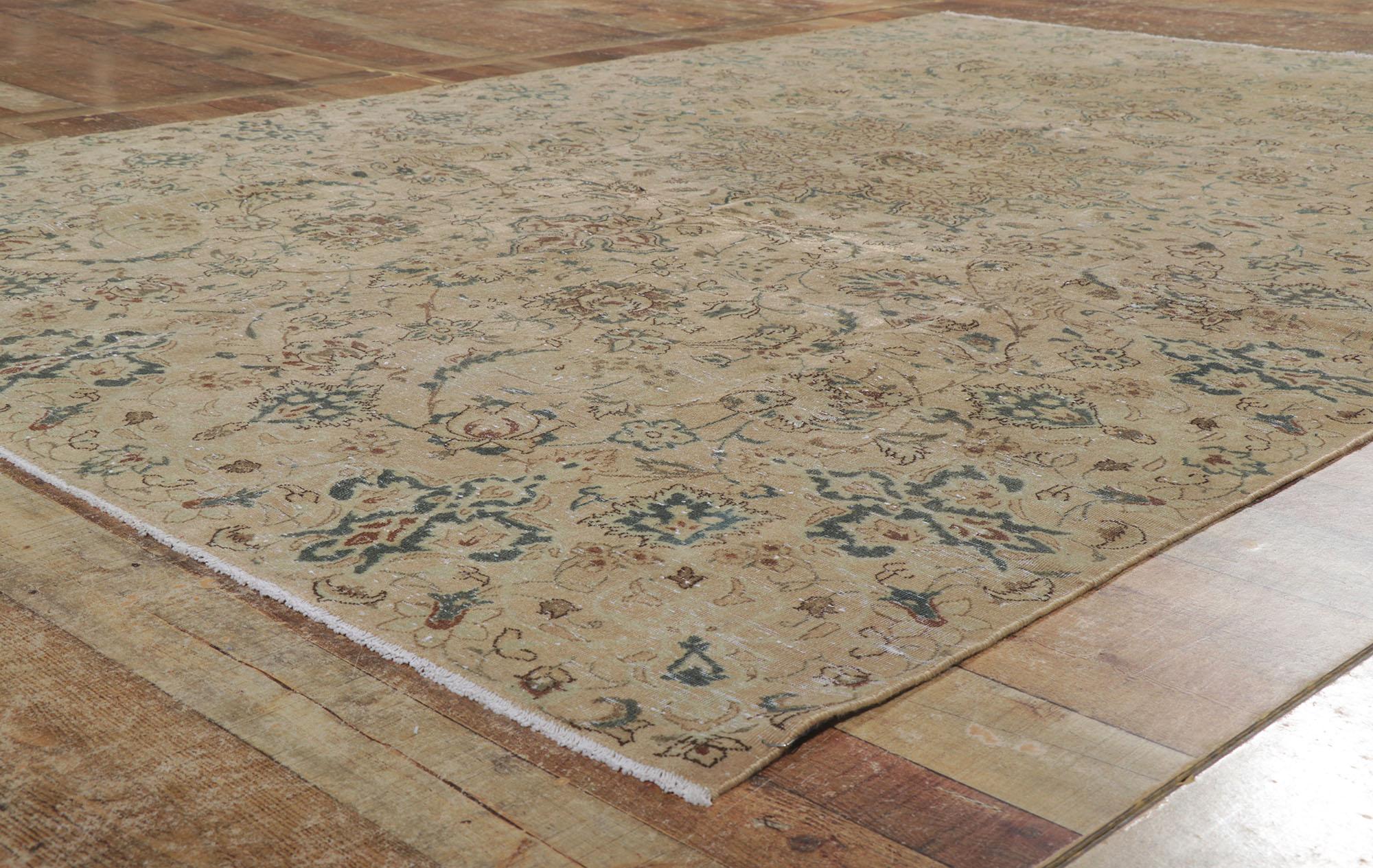 20th Century Distressed Vintage Persian Isfahan Rug For Sale