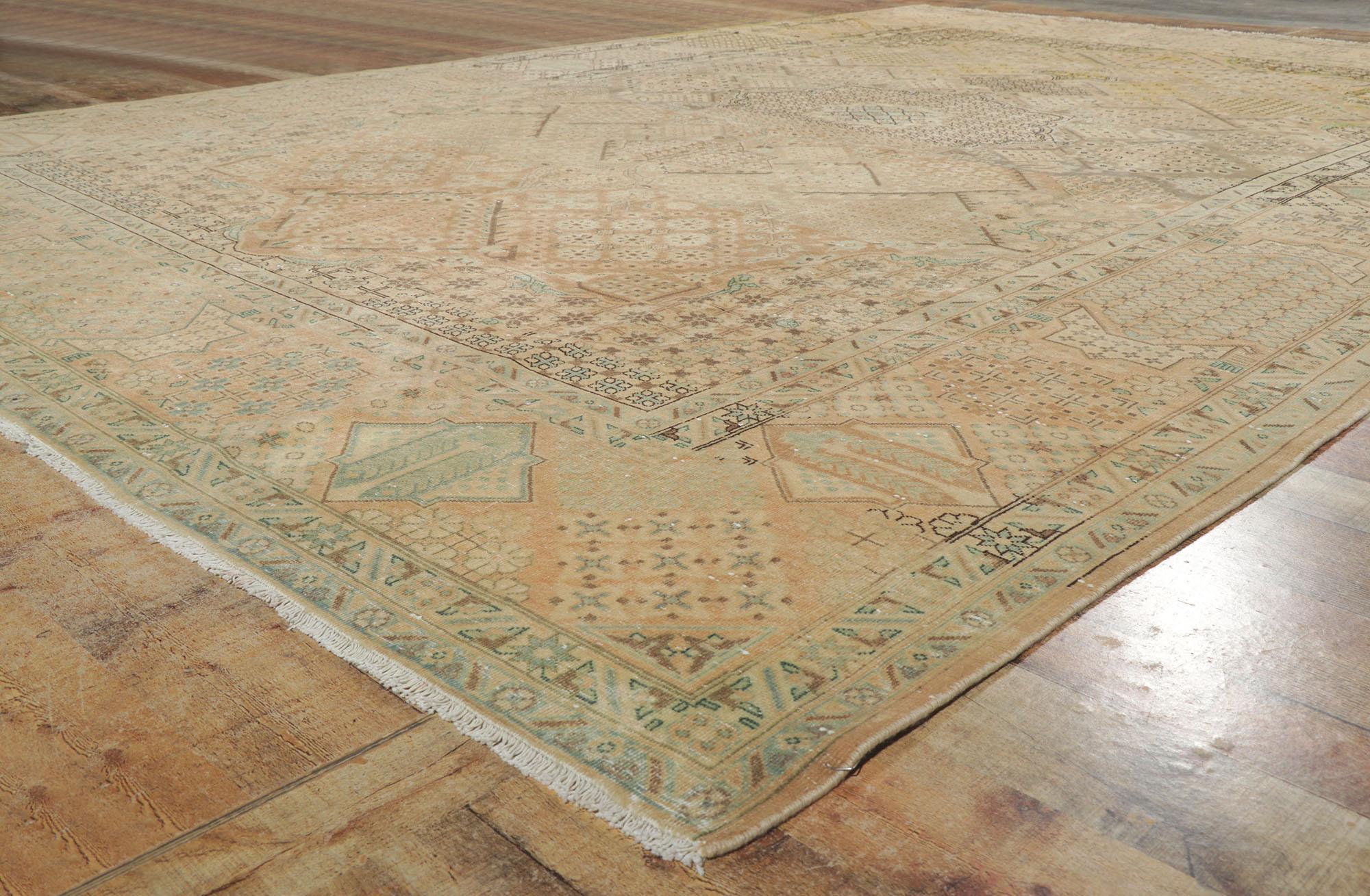 20th Century Vintage Persian Joshegan Rug with Millefleur Design with Faded Soft Colors For Sale