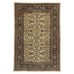 Distressed Retro Persian Mahal Area Rug with Rustic Artisan Style