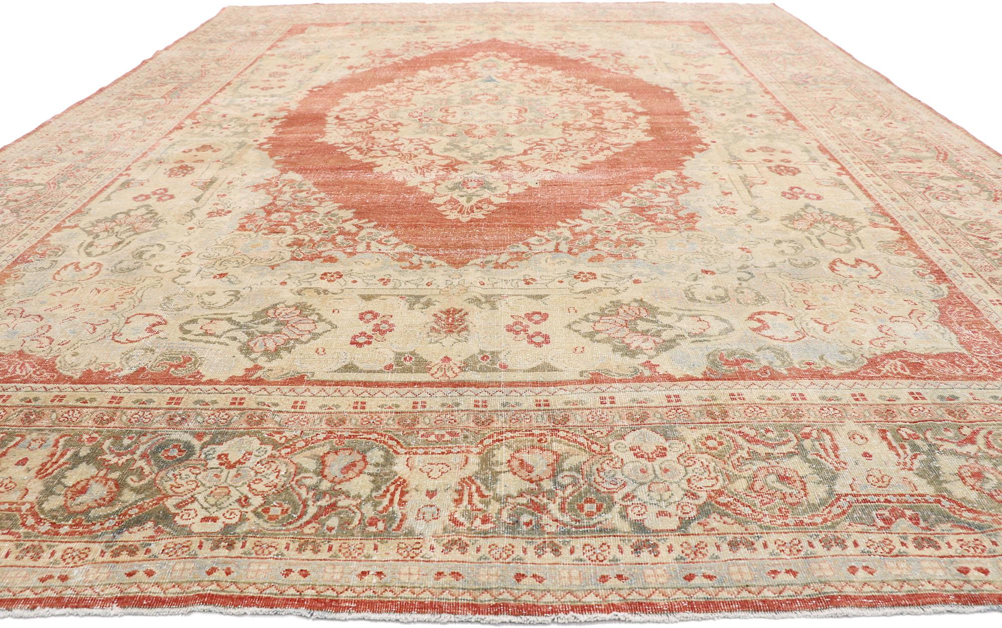 Persischer Mahal-Teppich im Vintage-Stil mit rustikalem englischem Stil, 10'00 x 14'06 (Rustikal) im Angebot