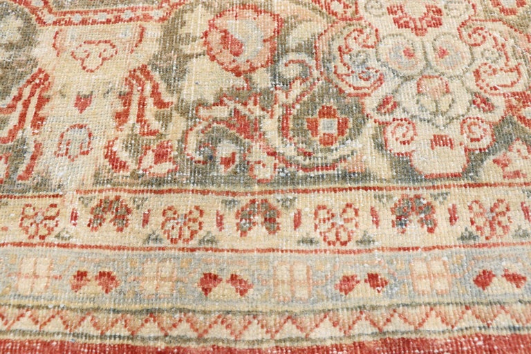 Distressed Vintage Persian Mahal Design Rug with English Chintz Rustic ...