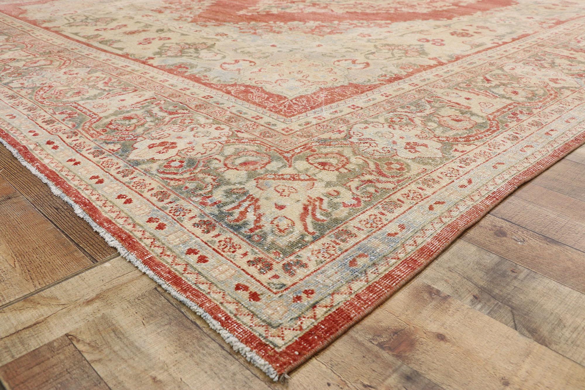 Persischer Mahal-Teppich im Vintage-Stil mit rustikalem englischem Stil, 10'00 x 14'06 (20. Jahrhundert) im Angebot