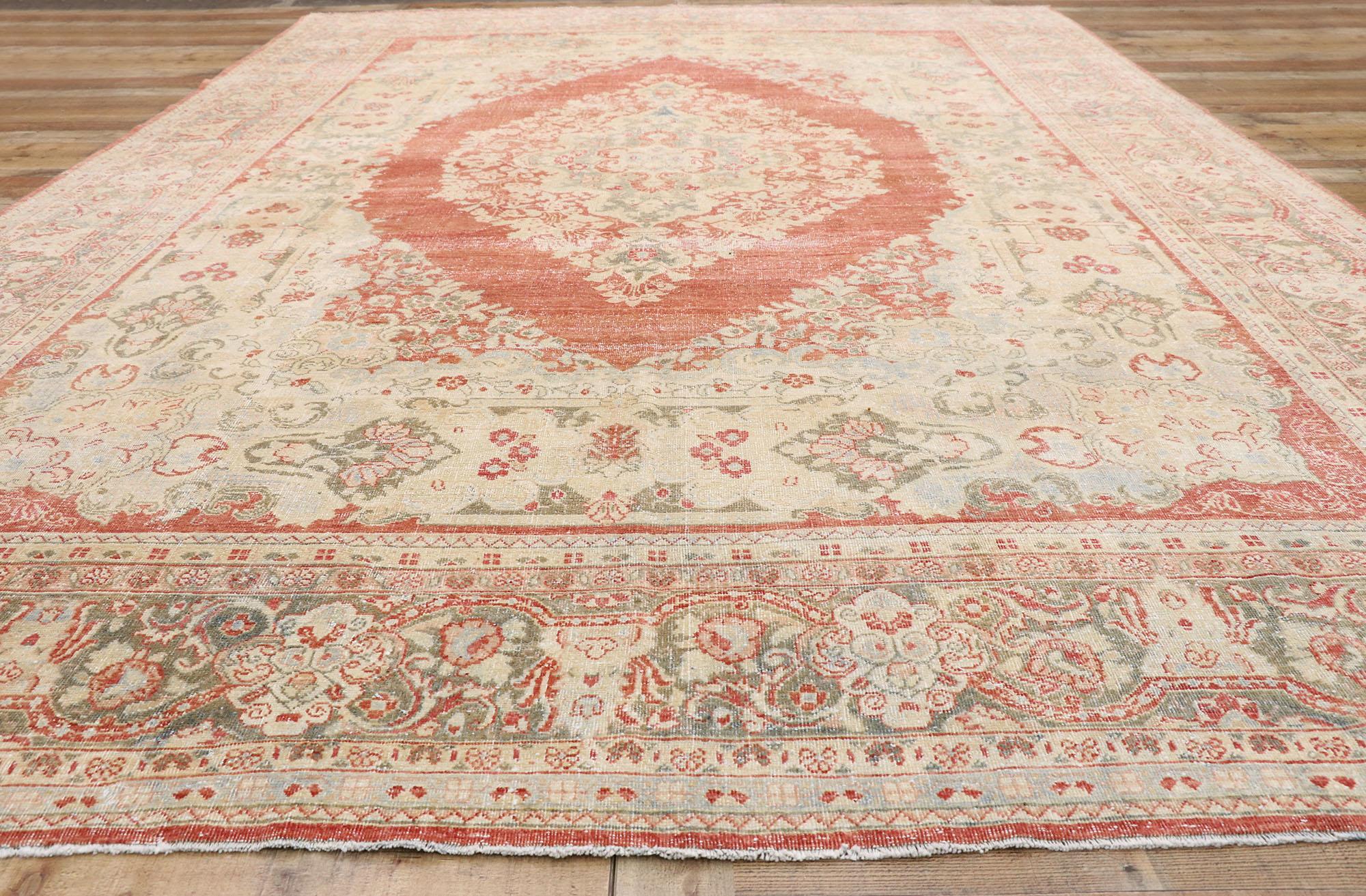 Persischer Mahal-Teppich im Vintage-Stil mit rustikalem englischem Stil, 10'00 x 14'06 (Wolle) im Angebot