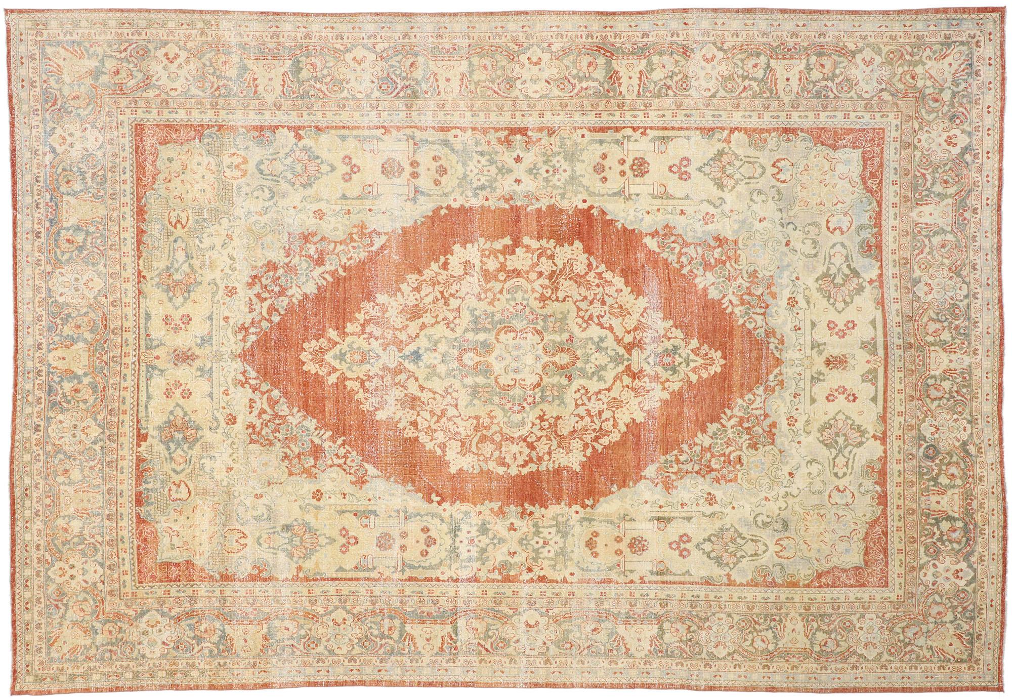 Persischer Mahal-Teppich im Vintage-Stil mit rustikalem englischem Stil, 10'00 x 14'06 im Angebot 2