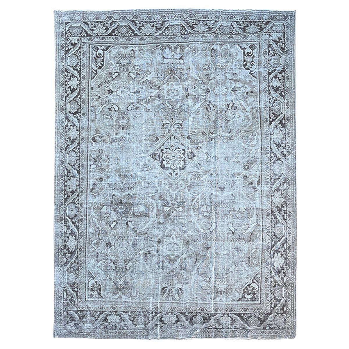 Distressed Vintage Persisch Mahal Teppich Elfenbein Beige Brown Töne