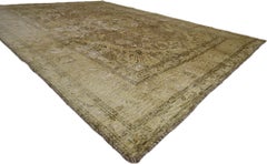 Distressed Vintage Persian Overdyed Rug with Rustic French Industrial Style