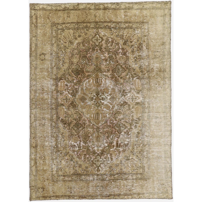 Industrial Rustic Rug Distressed Vintage Persian Overdyed Rug with Rustic French Industrial ...
