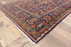 Distressed Vintage Persian Mahal Rug with Luxe Traditional Adirondack Style