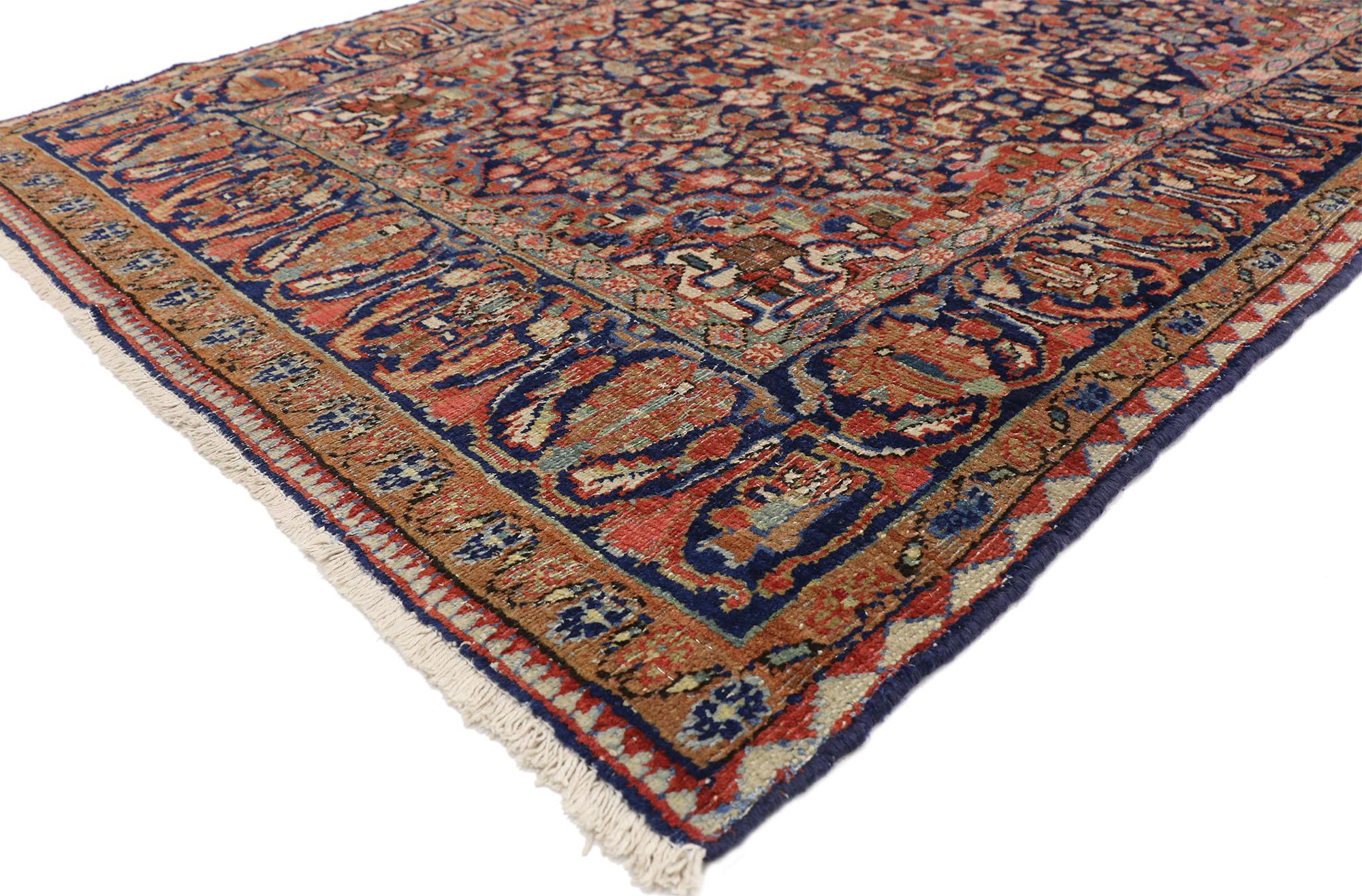 20th Century Distressed Vintage Persian Mahal Rug with Luxe Traditional Adirondack Style