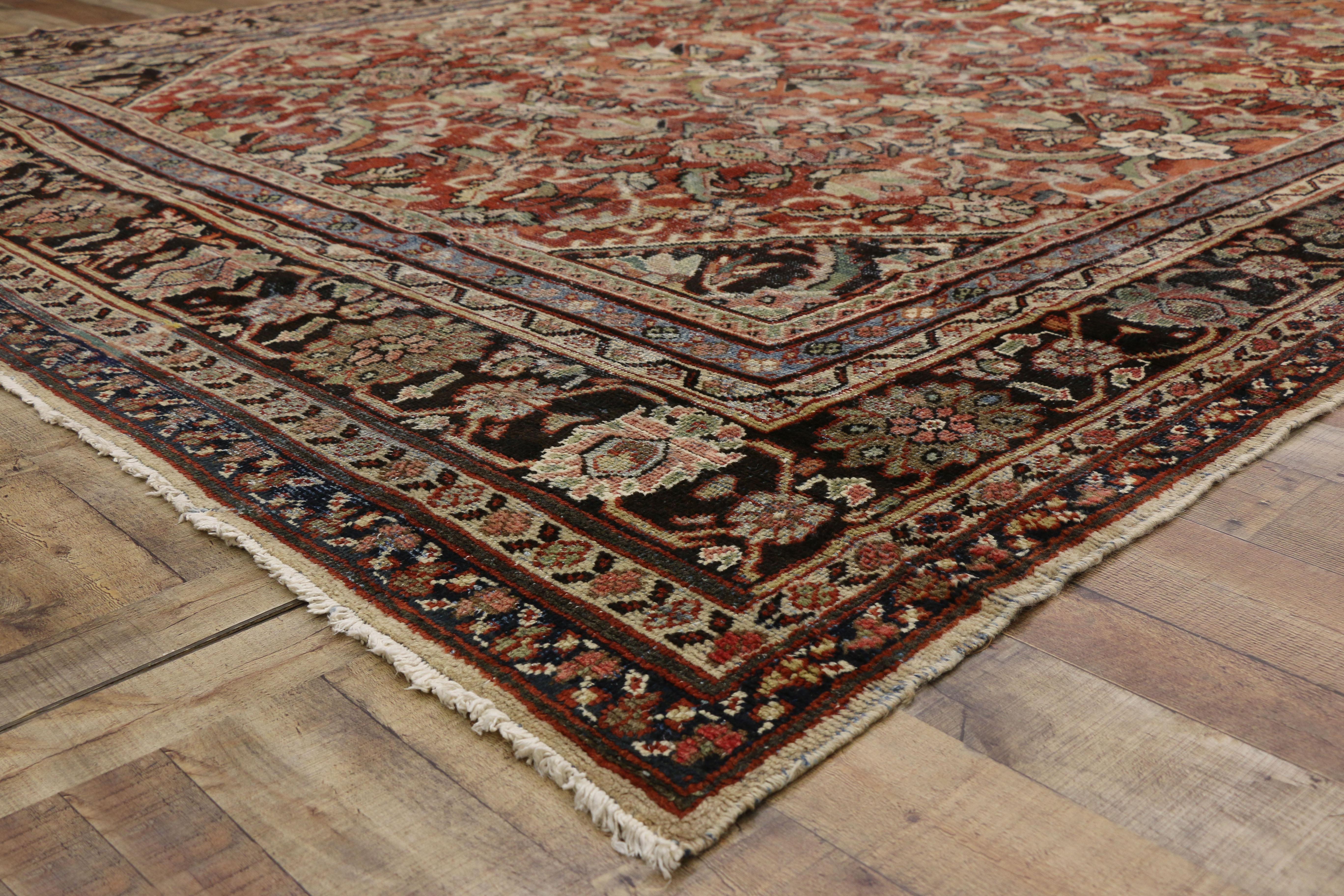 Hand-Knotted Vintage Persian Mahal Rug, Timeless Elegance Meets Relaxed Refinement For Sale