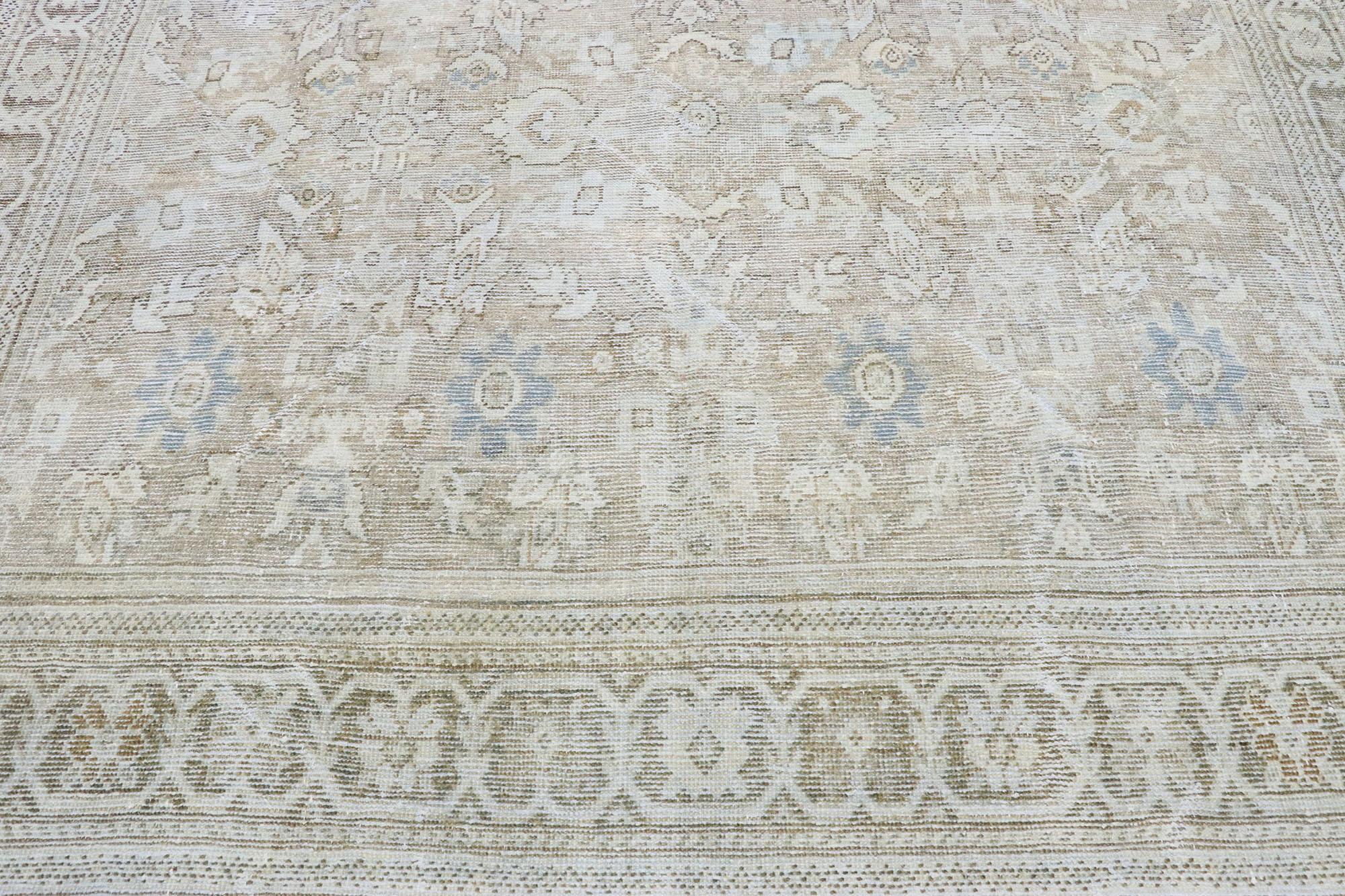 Hand-Knotted Distressed Vintage Persian Mahal Rug with Rustic Hamptons Cottage Style For Sale