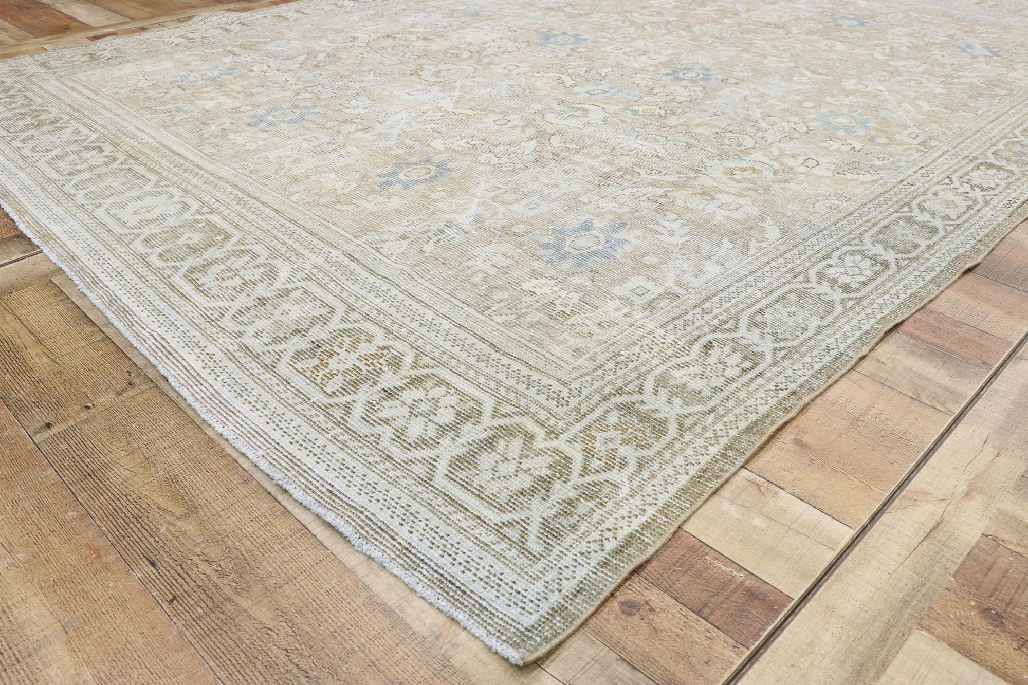 20th Century Distressed Vintage Persian Mahal Rug with Rustic Hamptons Cottage Style For Sale