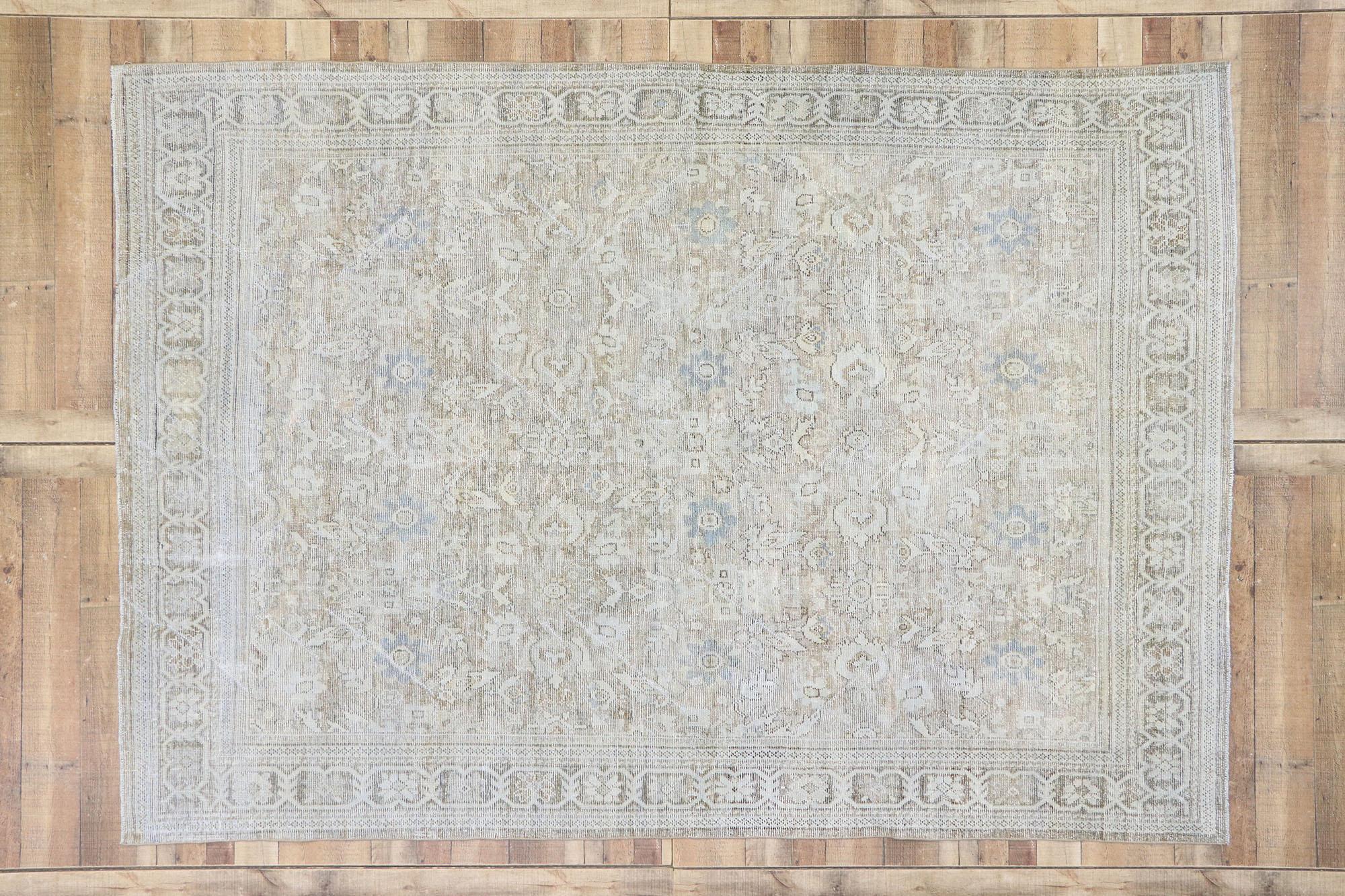Lana Tappeto Mahal persiano d'epoca con stile rustico Hamptons Cottage in vendita