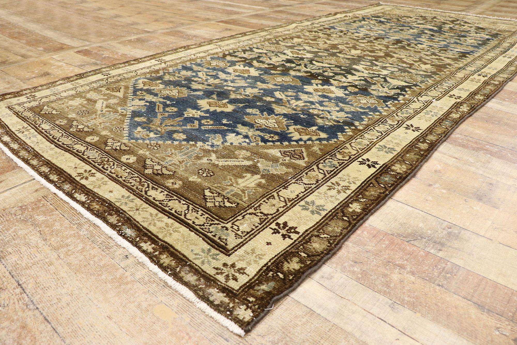 Wool Distressed Vintage Persian Malayer Gallery Rug For Sale