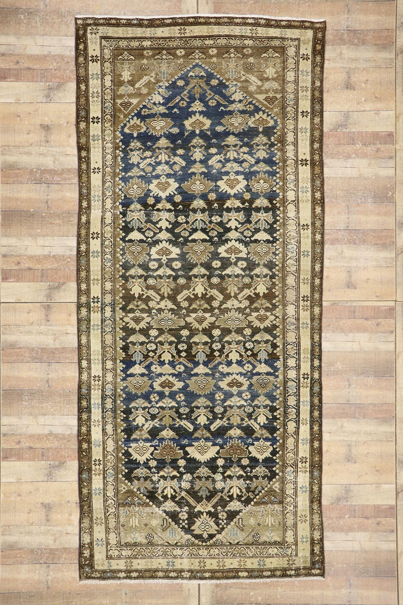 Distressed Vintage Persian Malayer Gallery Rug For Sale 2