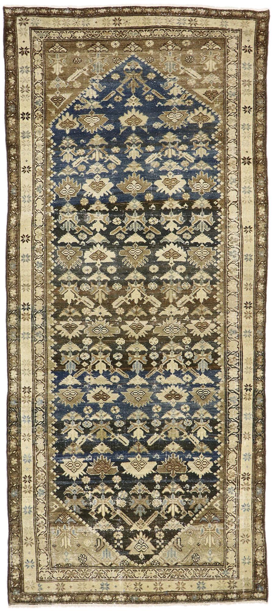 Distressed Vintage Persian Malayer Gallery Rug For Sale 3