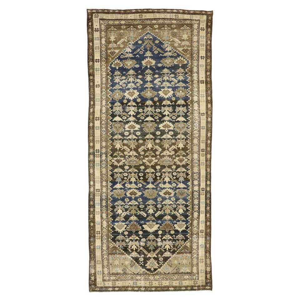 Distressed Blue Overdyed Vintage Persian Rug, Blue Persian Gallery Rug ...