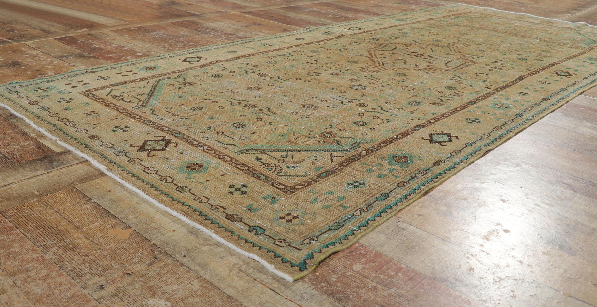 Wool Distressed Vintage Persian Malayer Hallway Runner For Sale