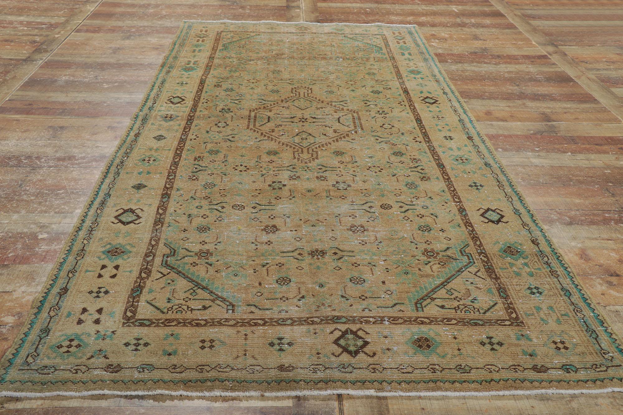 Distressed Vintage Persian Malayer Hallway Runner For Sale 1