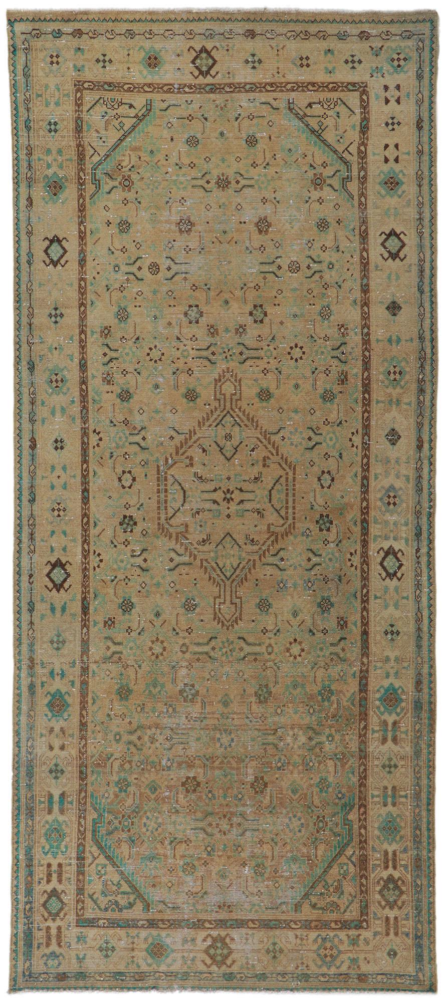 Distressed Vintage Persian Malayer Hallway Runner For Sale 3