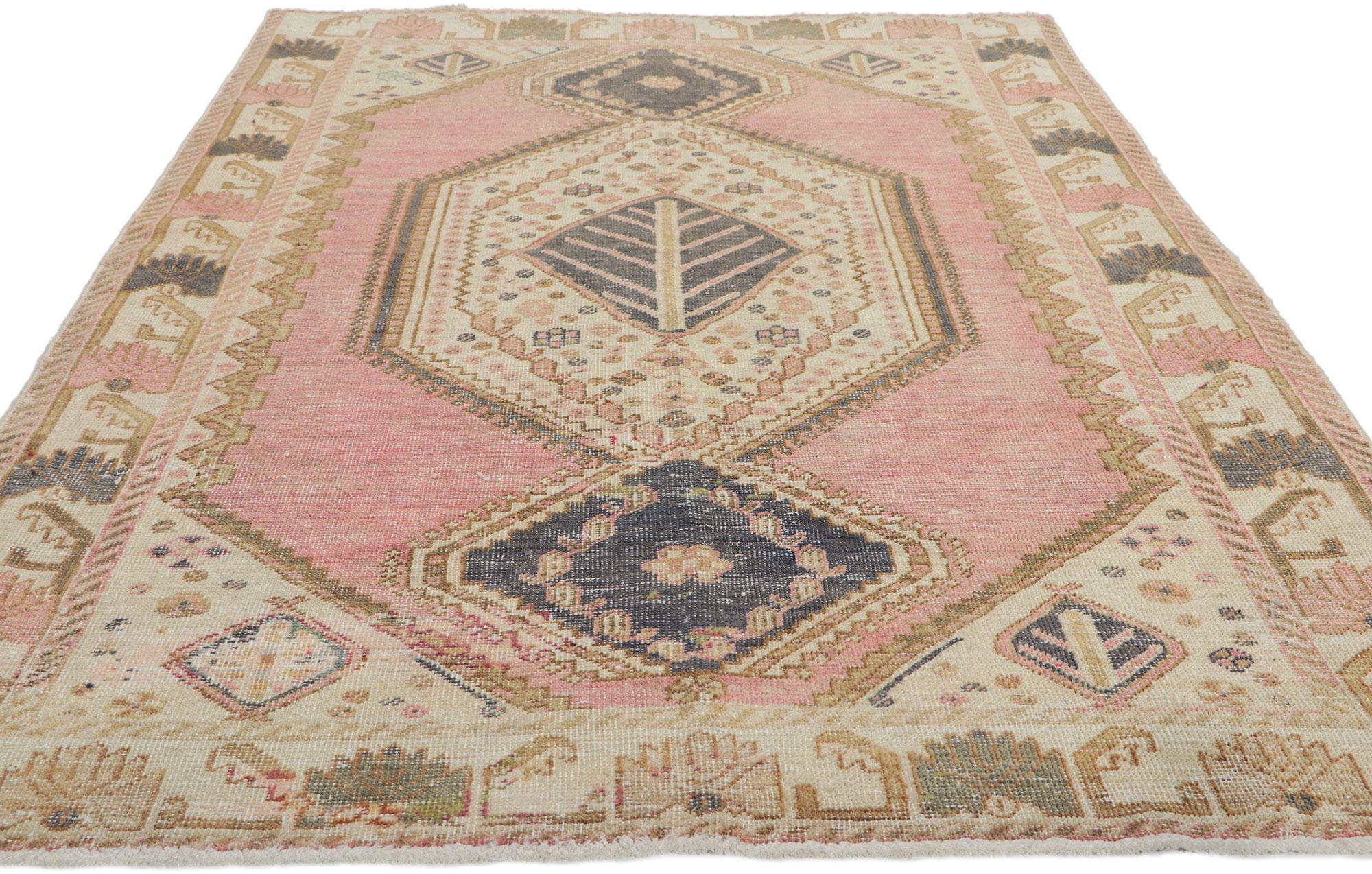 Modern Distressed Vintage Persian Malayer Rug For Sale