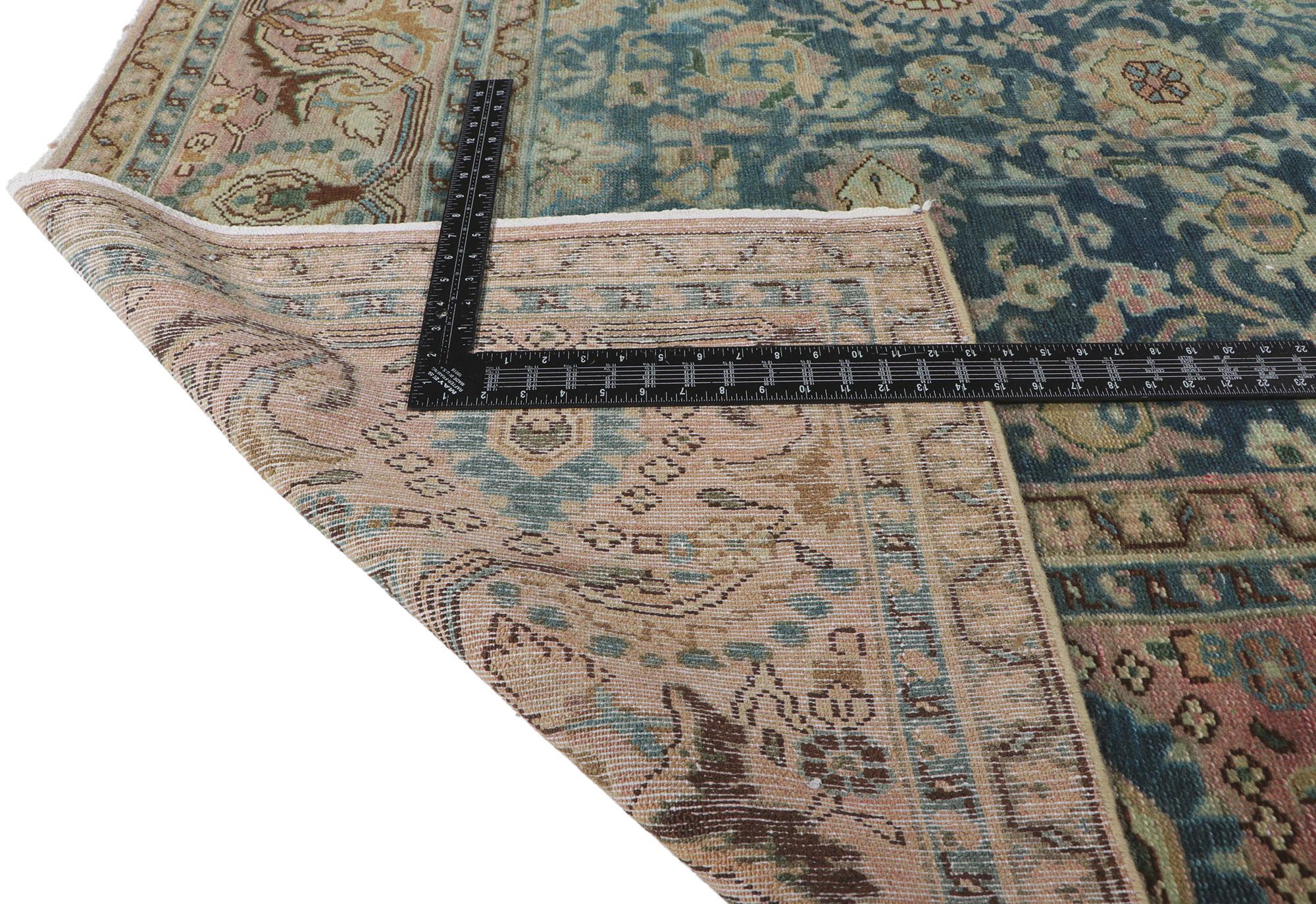 20th Century Distressed Vintage Persian Malayer Rug, Elizabethan Meets Effortlessly Chic For Sale