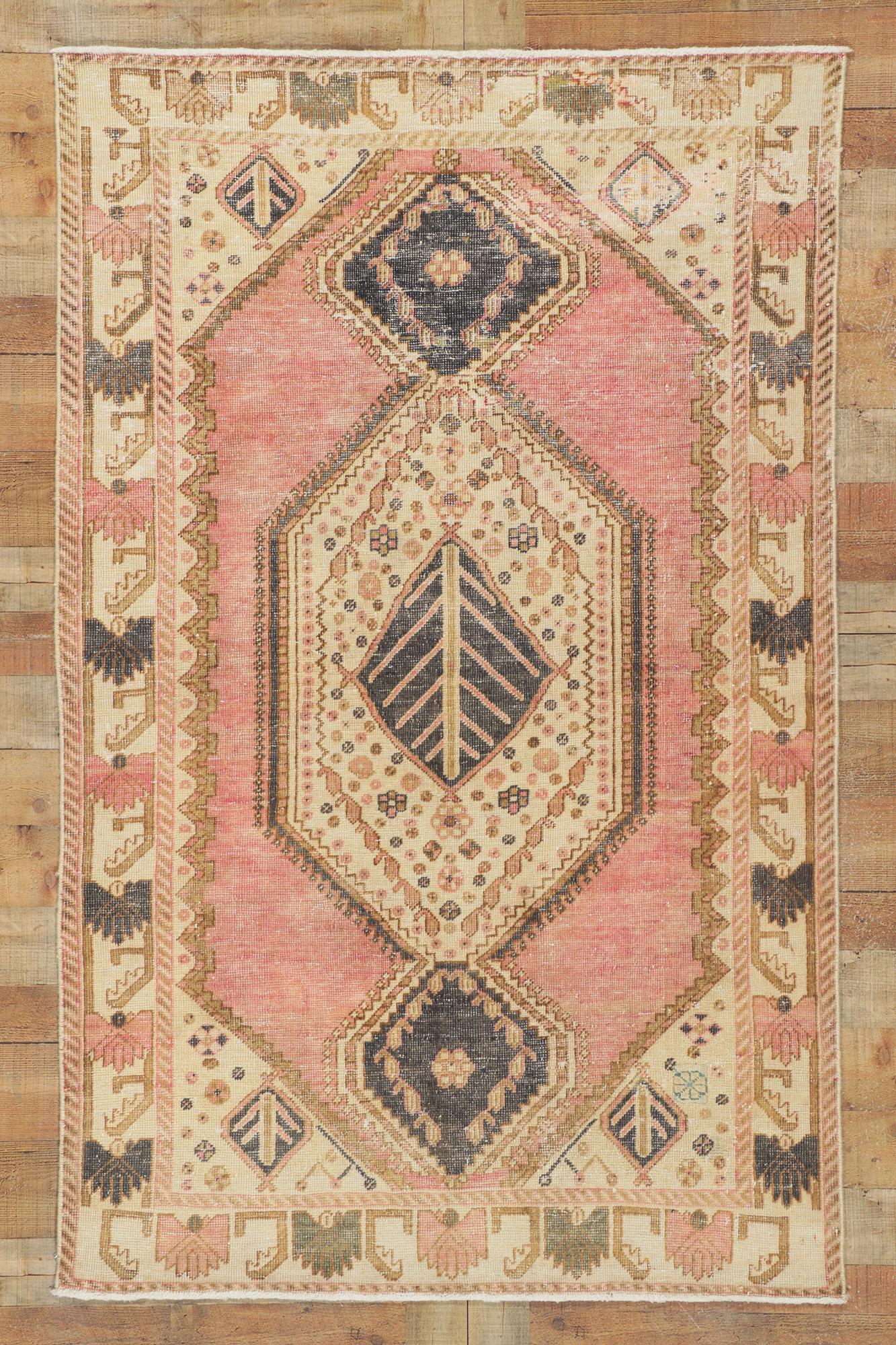 Distressed Vintage Persian Malayer Rug In Distressed Condition For Sale In Dallas, TX