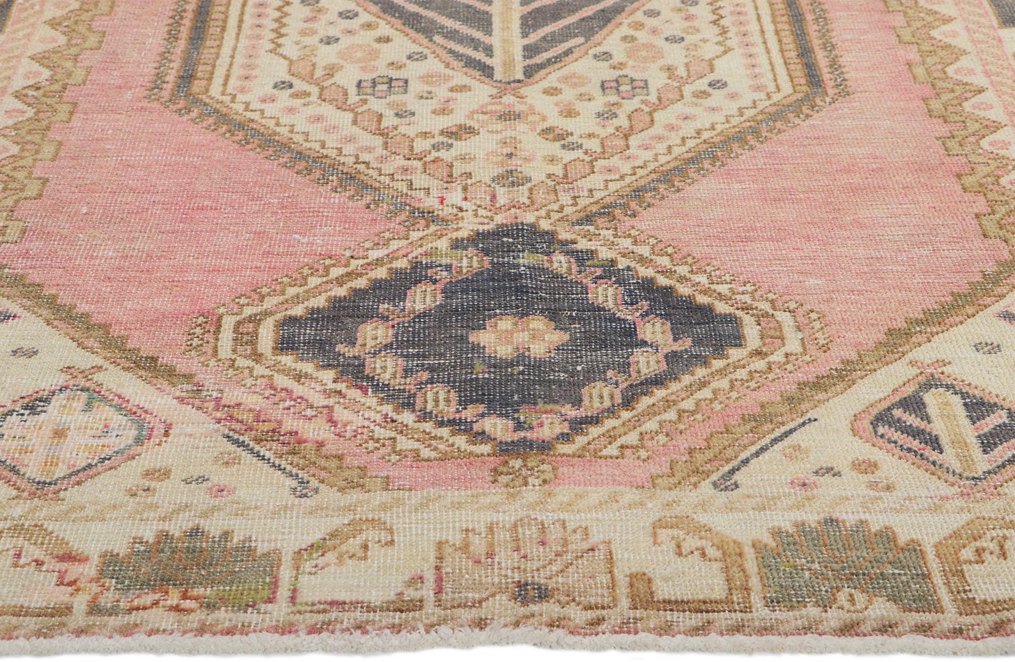 20th Century Distressed Vintage Persian Malayer Rug For Sale