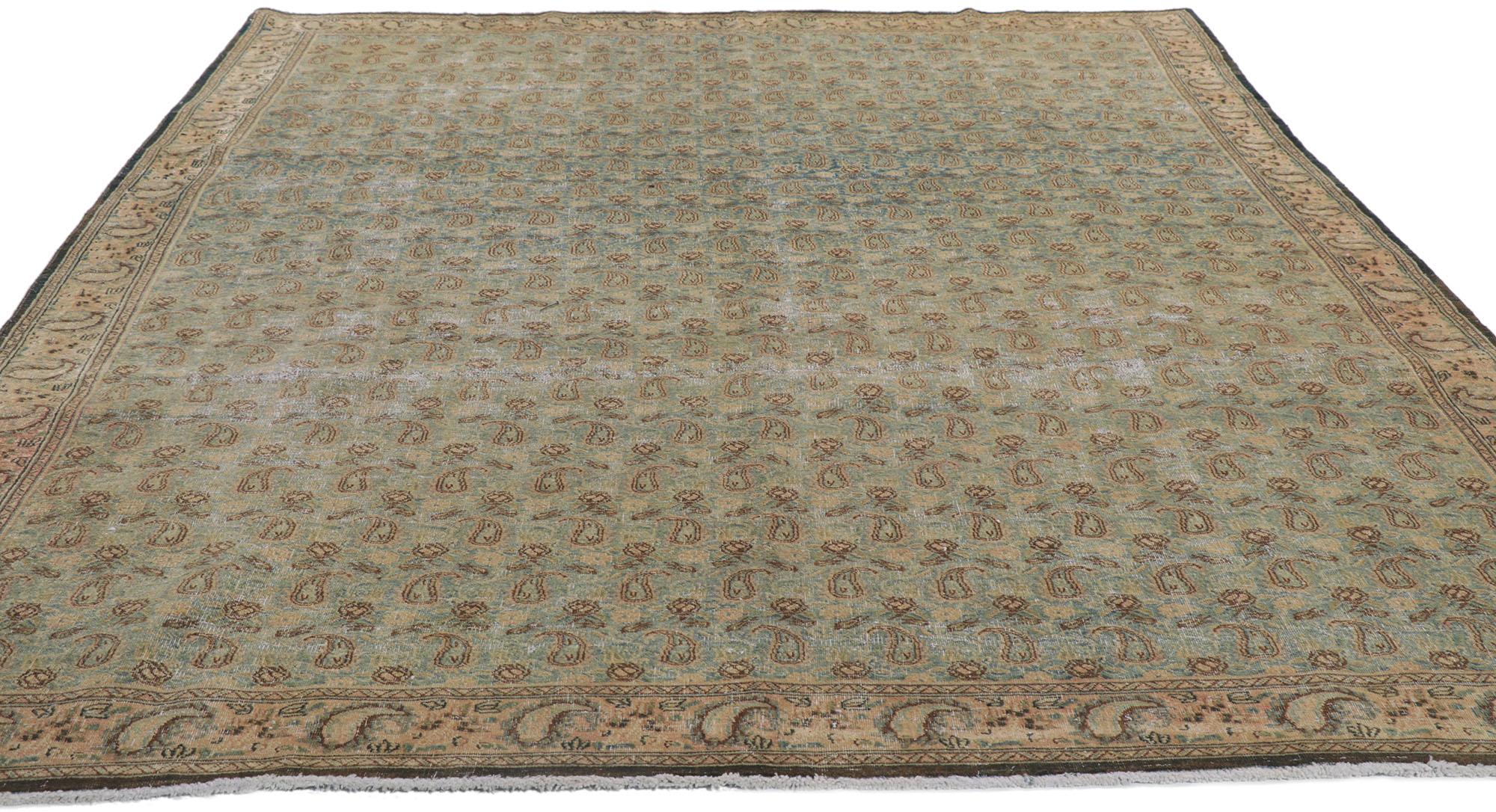 Persischer Qum-Teppich im Vintage-Stil im Used-Look (Tabriz) im Angebot