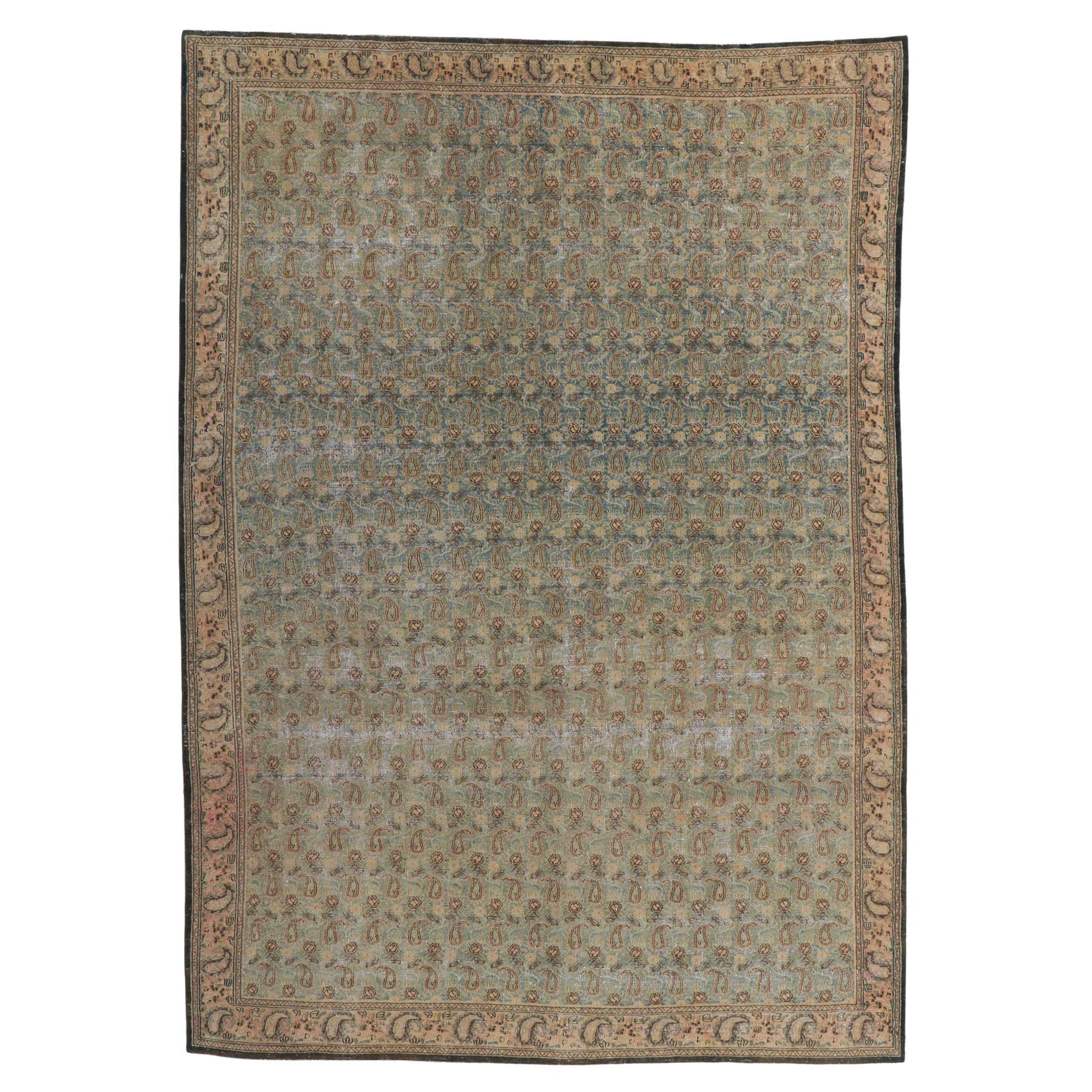 Persischer Qum-Teppich im Vintage-Stil im Used-Look im Angebot