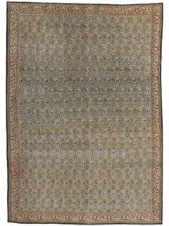 Distressed Retro Persian Qum Rug, Weathered Finesse Meets Ivy League Prep