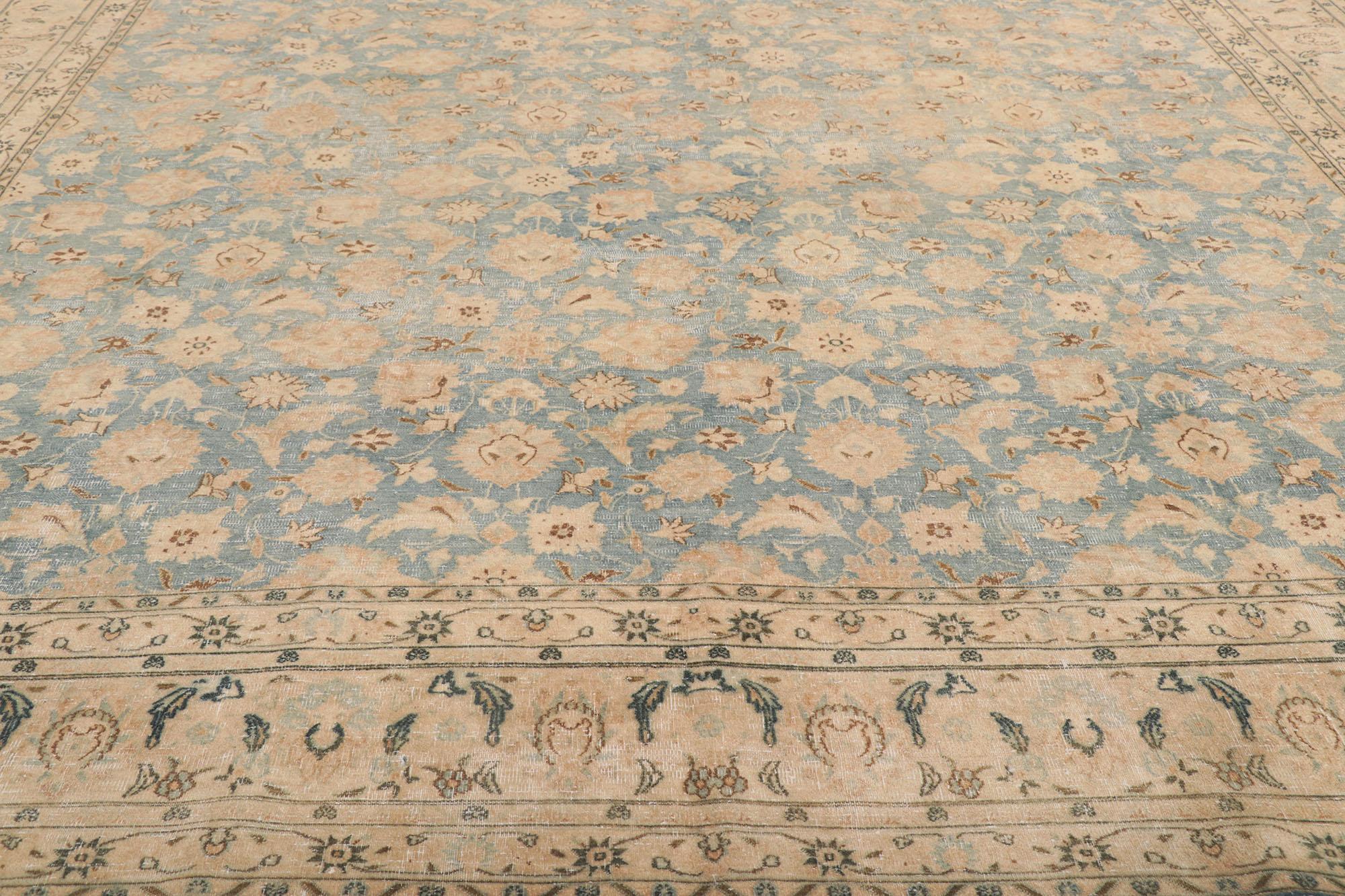 Hand-Knotted Distressed Vintage Persian Rug For Sale