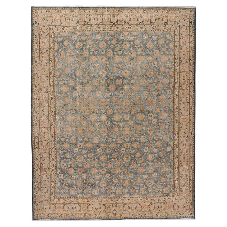 Distressed Blue Overdyed Vintage Persian Rug, Blue Persian Gallery Rug ...
