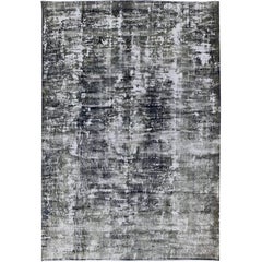 Distressed Vintage Persian Rug with Modern Design in Shades of Dark Blue & Gray