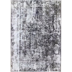 Distressed Vintage Persian Rug with Modern Design in Shades of Gray & Charcoal