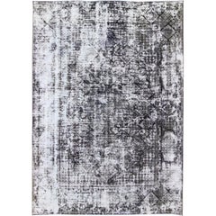 Distressed Vintage Persian Rug with Modern Design in Shades of Gray & Charcoal