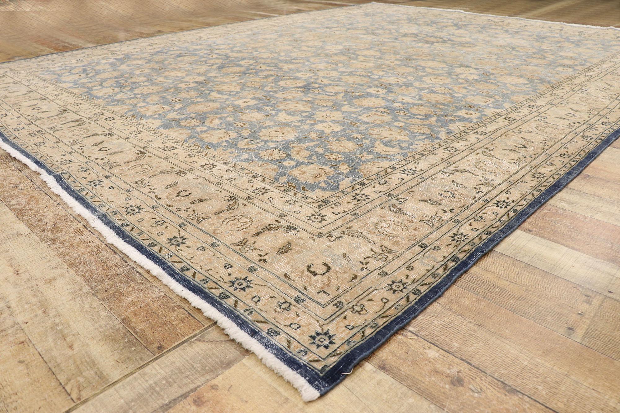 20th Century Distressed Vintage Persian Rug with Rustic Coastal Style