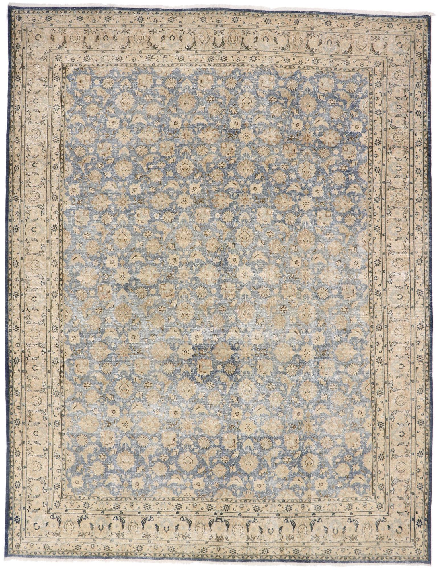 Distressed Vintage Persian Rug with Rustic Coastal Style 2