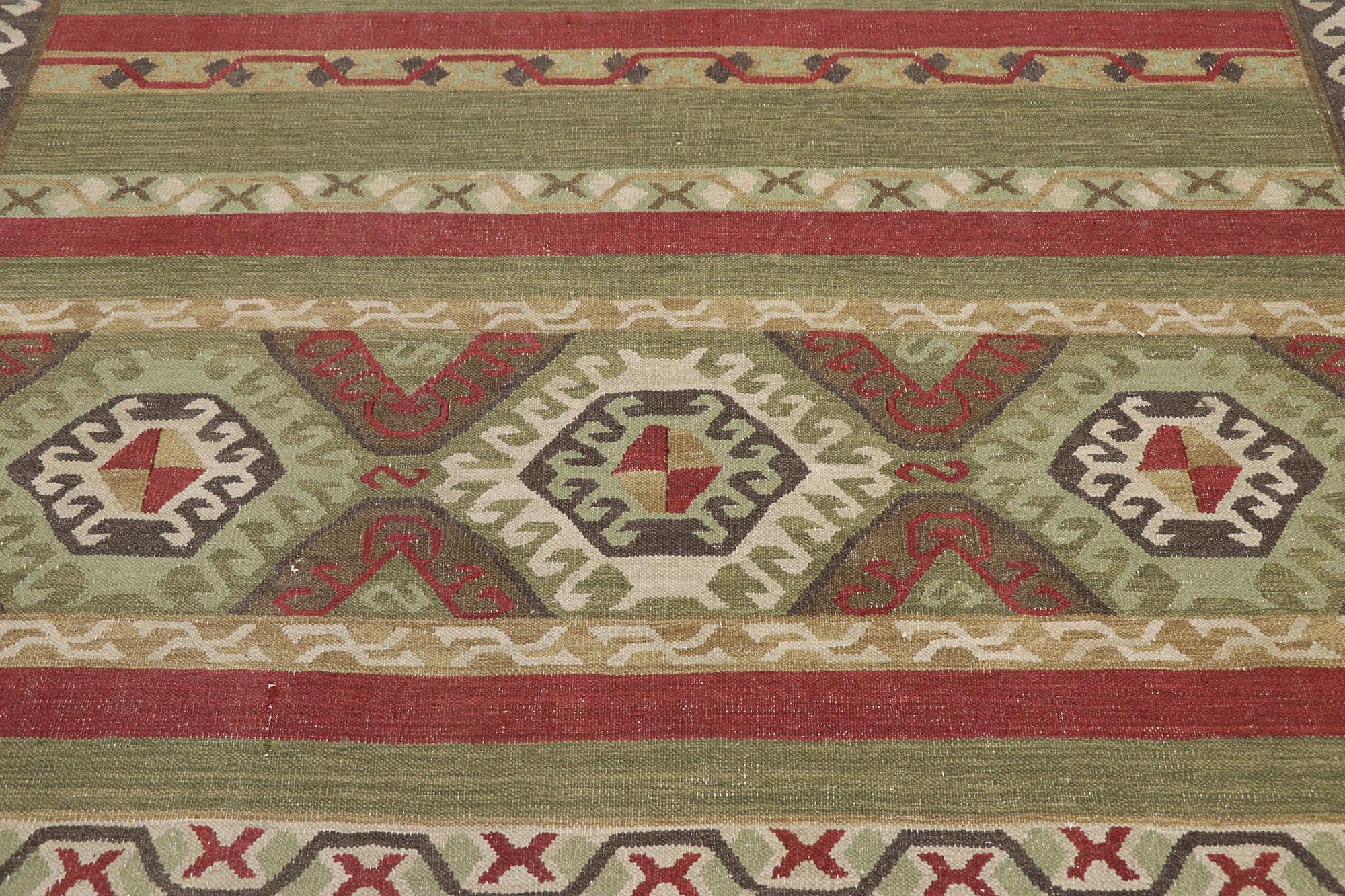 20th Century Distressed Vintage Persian Shiraz Kilim Rug with Tribal Style For Sale