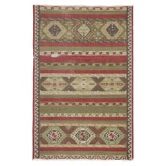 Distressed Retro Persian Shiraz Kilim Rug with Tribal Style