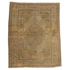 Distressed Vintage Persian Tabriz Carpet